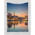 thumbnail image 1 of Croatia Tapestry, Photo of Romantic Sunset Scene with Cityscape Reflections on Water, Wall Hanging for Bedroom Living Room Dorm Decor, 40W X 60L Inches, Multicolor, by Ambesonne, 1 of 2