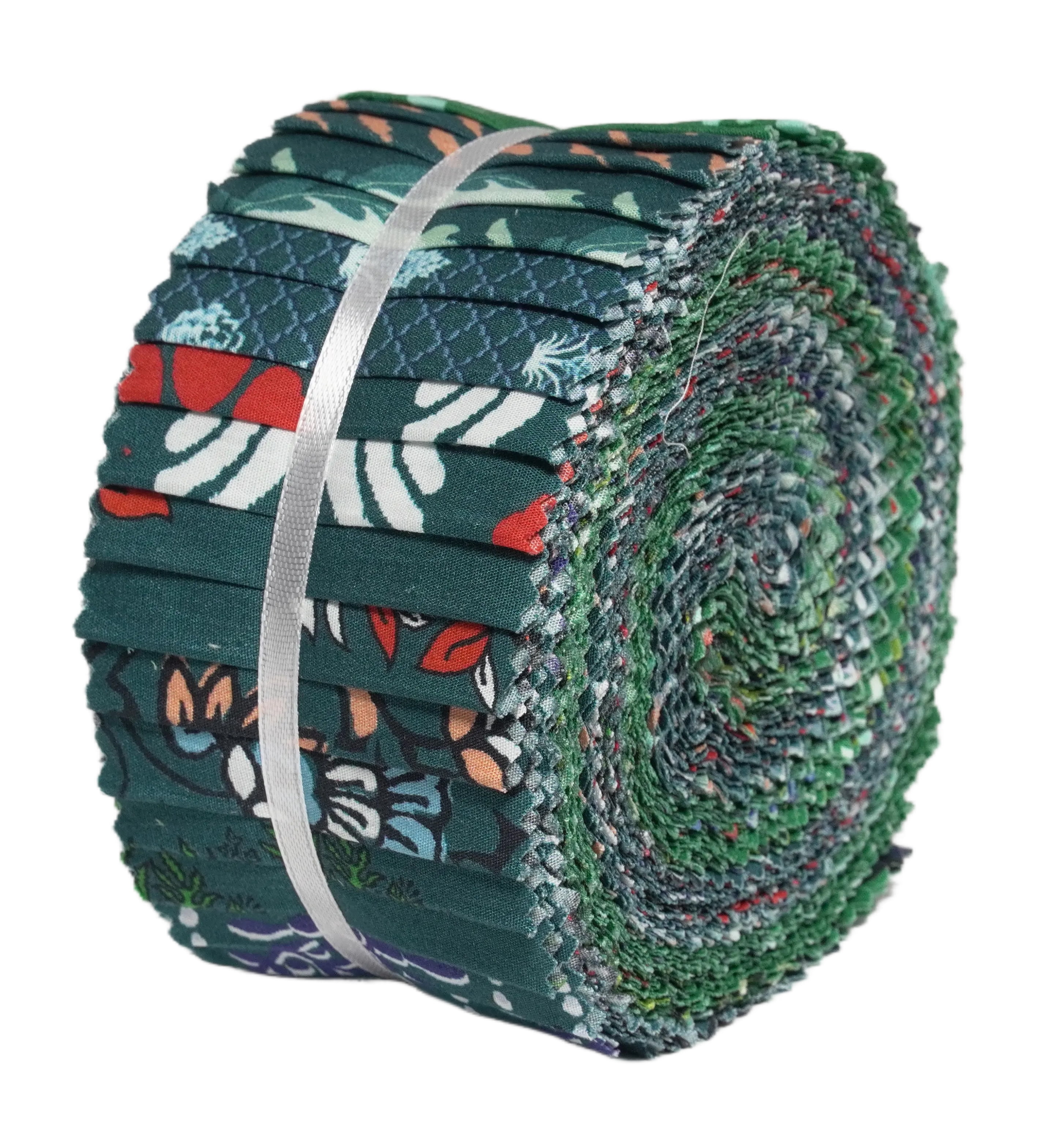 Soimoi 40Pcs Block Print Precut Fabrics Strips Roll Up 2.5x42inches Cotton Jelly Rolls for Quilting