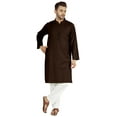 thumbnail image 5 of Atasi Indian Mens 2 Piece Kurta Pajama Set Henley NeckÂ&nbsp;Casual Long Kurta, 5 of 7
