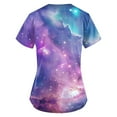 thumbnail image 3 of SAATLERI Scrub Tops for Women Short Sleeve Holiday Working Uniform with Pockets Galaxy Print Scrub Tops, 3 of 3