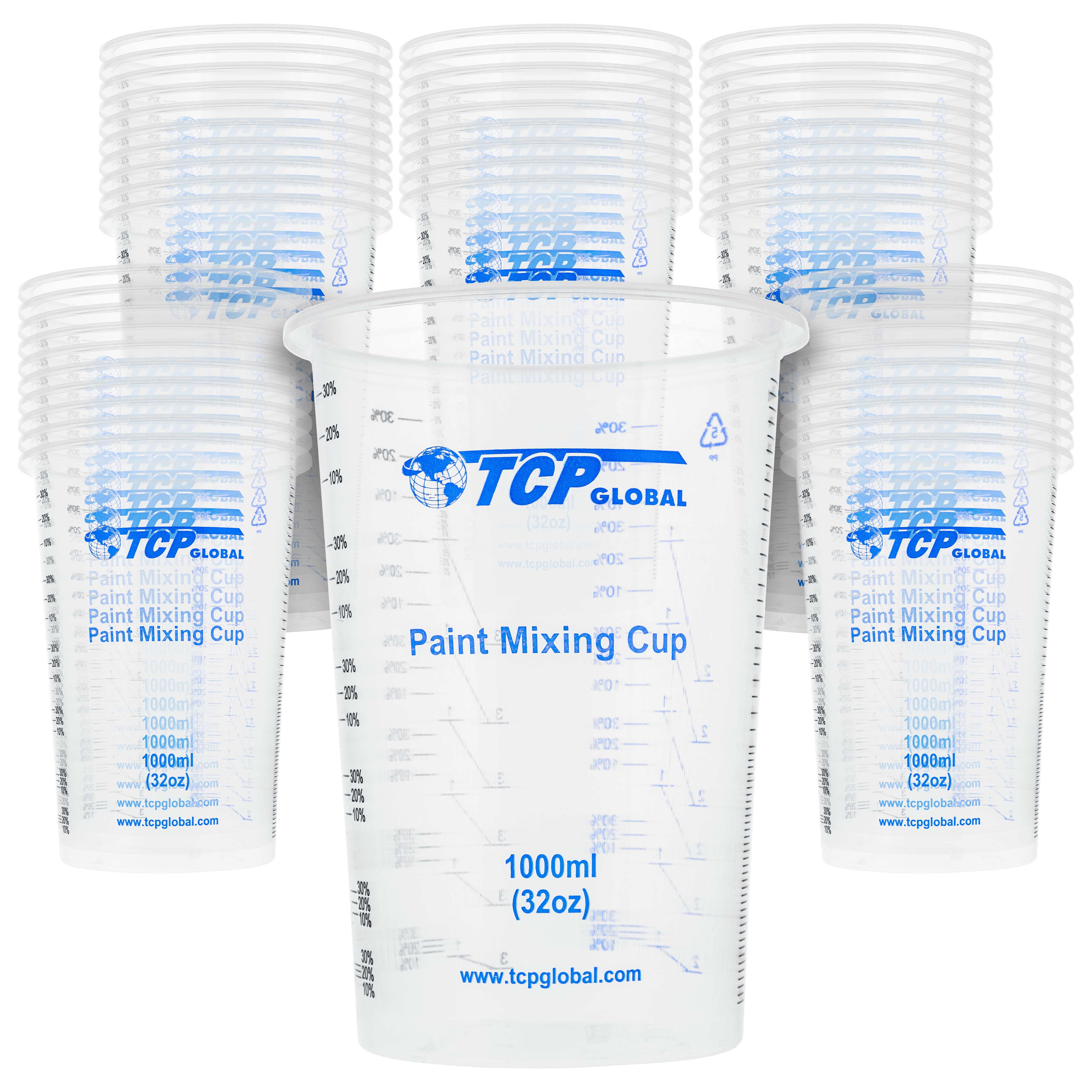 TCP Global 32 Ounce (1000ml) Disposable Flexible Clear Graduated