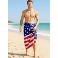 thumbnail image 3 of HAPPY BAY Men's Patriotic 4th of July American USA Flag Swimwear Summer Sarong Swim Trunk Long Pareo Beach Wrap for Men One Size Pearl, Stars and Stripes For Dad, 3 of 6
