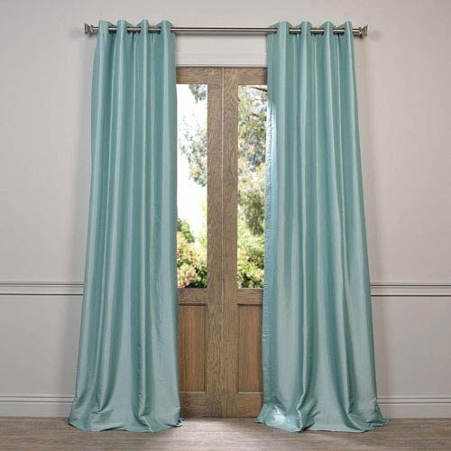Robins Egg Blue 96 x 50Inch Grommet Blackout Faux Silk Taffeta Curtain