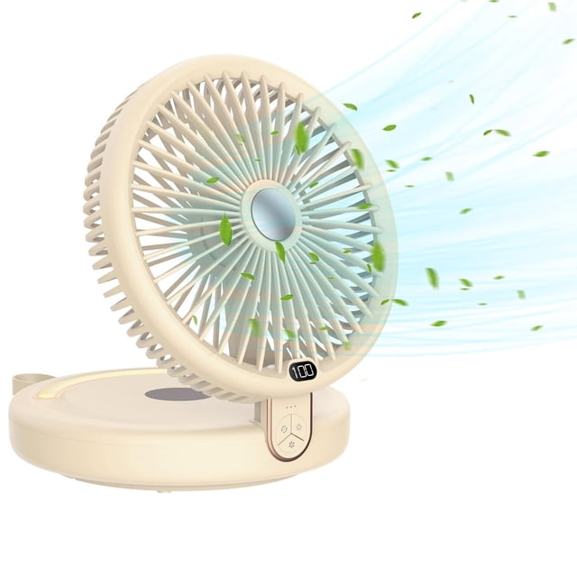 Ventilador de mesa SLub Vortex con oscilación automática, 6 velocidades, 4000 mAh, color caqui