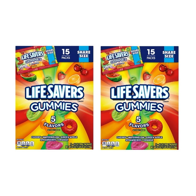 Life Savers Share Size Gummies, 5 Flavors, 4.2 Oz, 15 Ct 2pk - Walmart.com