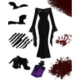thumbnail image 2 of Disfraz Stciqok Morticia Addams para Halloween para mujer, negro, 2 of 6