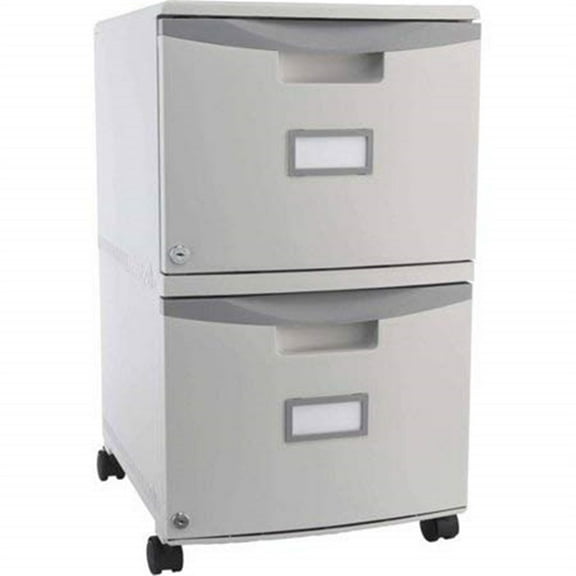 HomeStock Zen Zone 2-Drawer Mobile File Cabinet with Lock, Legal/Letter Size, Gray Finish - 18.25"D x 14.75"W x 25.5"H, with 2 Doors and 2 Drawers