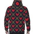 thumbnail image 7 of Uemuo Red Rooster Pattern Men's Hoodie - Casual Pullover Hoodie with Kangaroo Pocket, Stylish Hooded Sweatshirt for Everyday Wear-X-Large, 7 of 7