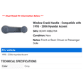 thumbnail image 2 of Window Crank Handle - Compatible with 1995 - 2006 Hyundai Accent 1996 1997 1998 1999 2000 2001 2002 2003 2004 2005, 2 of 2