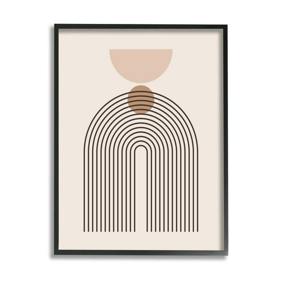 Stupell Industries Boho Cream Shapes Abstract Painting Black Framed Art Print Wall Art, 11 x 14