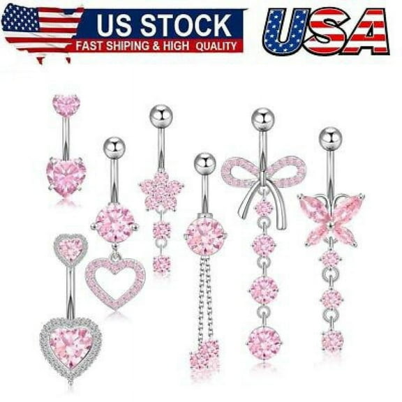 14G Belly Button Ring Dangle Belly Button Piercing Surgical Stainless Steel