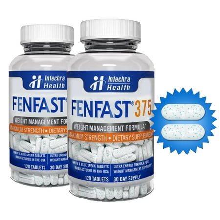 (2 Pack) FENFAST 375 Maximum Strength Dietary Supplement, Weight Management Formula, 120 (Best Weight Gainer Supplement Without Side Effects)