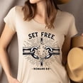 thumbnail image 4 of Christian Broken Chain Graphic T-Shirt Set Free Romans 6:9, Navy, Size XL, 4 of 6
