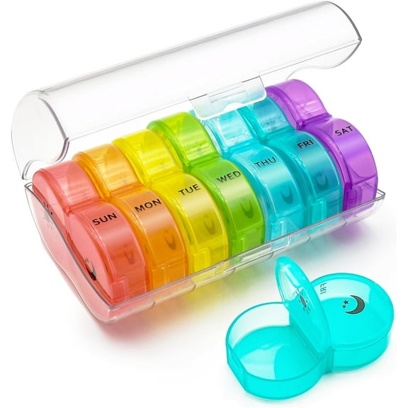 Large 7 Day Pill Organizer - 2 Times a Day Pill Box Case - XL Am Pm Pill Container Holder - Daily Medicine Organizer - Weekly Medication Vitamin Organizers