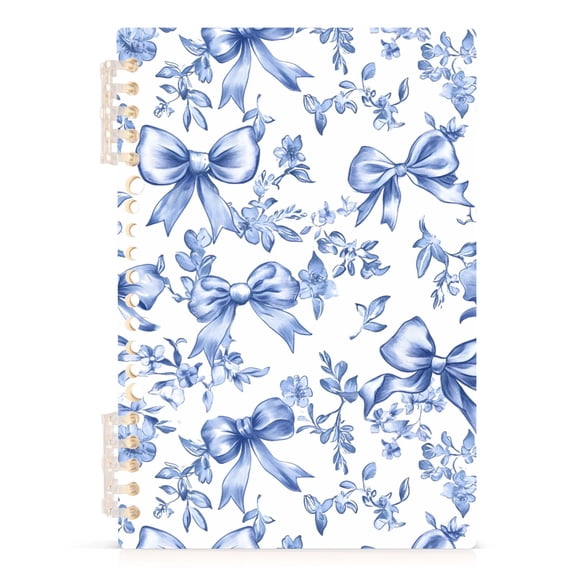 joogoo A5 Spiral Journal Notebook Vintage Bows Blue College Ruled Notebooks 8.3" x 5.7" 1 PC