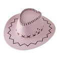 thumbnail image 3 of HNMKIU Kids Summer Western Cowboy Hat Wide Brim Travel Sun Hat for Children Casual Fashion Design Light Pink,One Size, 3 of 3