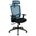 thumbnail image 3 of Emma + Oliver Ergonomic Blue/Black Mesh Office Chair-Synchro, Pivot Headrest, Adjustable Arms, 3 of 14