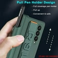 thumbnail image 3 of S Pen Holder Case Compatible Samsung Galaxy Z Fold 3 Case with Magnetic Hinge Protection & Wristband,Green Shockproof PC Frame Full Body Protective Cases for Galaxy Fold 3 Screen Protector Case, 3 of 14