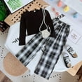 thumbnail image 5 of Toddler Girl Casual Set Plaid Print Long Sleeve Top and Wide-Leg Pants, 5 of 8
