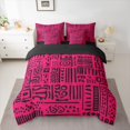 thumbnail image 2 of Castle Fairy Boys Girls Geometric Plaid Stripes Twin Bedding Sets 7-Piece,Bohemian Theme Bedding Comforter Set Microfiber,Black Pink Breathable Sheet Sets,Microfiber Bedroom Decor,Reversible, 2 of 8