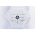 thumbnail image 3 of Rhodium Plated Silver Dainty Alexandrite Ring Set, 1Ct Oval Cut Alexandrite Ring Set, Silver Ring Unique Curved Marquise Cut Ring Set, Size 7, 3 of 5