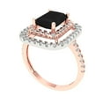 thumbnail image 2 of 2.62 ctw with Simulated Diamond Halo Accents Anniversary Ring for Women | Emerald Cut Natural Onyx | Hyperallergenic Solid 14K Rose/White Gold, 2 of 5