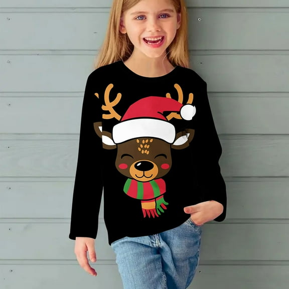 Bnwani Christmas Long Sleeve Toddler Shirts Boys Crew Neck Tops 3-4t