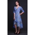 thumbnail image 4 of Bimba Cotton Blue Blossom & Pin Tailed Whydah Bird Printed Ladies Asymmetrical Pocket ShiftÂ&nbsp;DressÂ&nbsp;Short Sleeve V Neck MidiÂ&nbsp;Dress-XXX-Large, 4 of 5