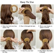 7Pcs Bird Nest Magic Hair Clip, DUAIU Lazy Bird's Nest Plate Hairpin, Expandable Ponytail Holder, Velvet Hair Clips, Hairpin Donut Hair Bun Maker for Women Girls Long Natural Hair Accessories