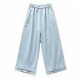thumbnail image 5 of hlysgo Womens Casual Palazzo Pants Ruffle Wide Leg Cropped Flowy Comfort Loose Summer Beach Trousers with Pockets Light Blue,2xL, 5 of 5