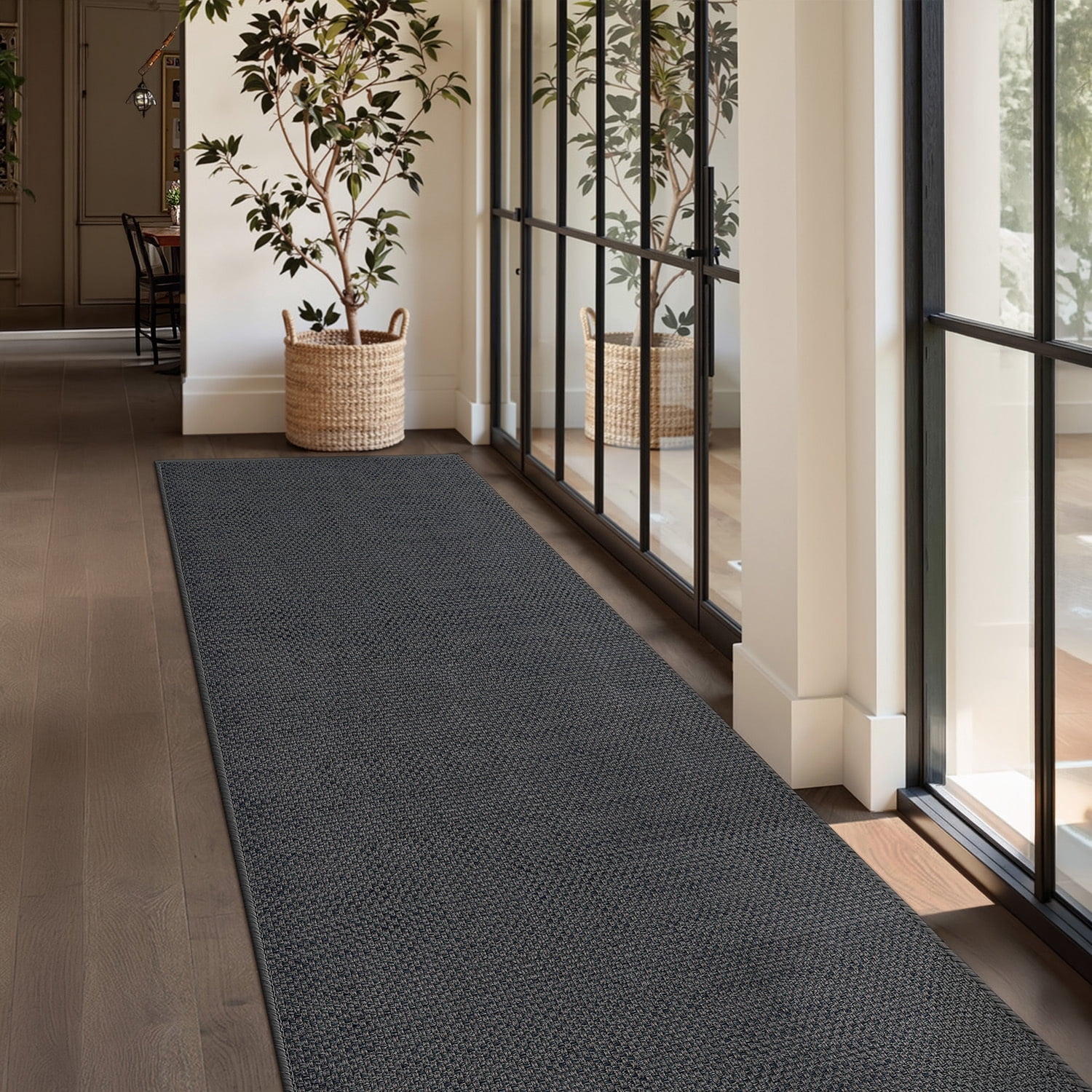 PABUBE Runner Rug, 3'x8' Grey Hallway Runner, Non Slip Washable Hallway Rug, Carpet Runner for Hallway Living Room Bedroom
