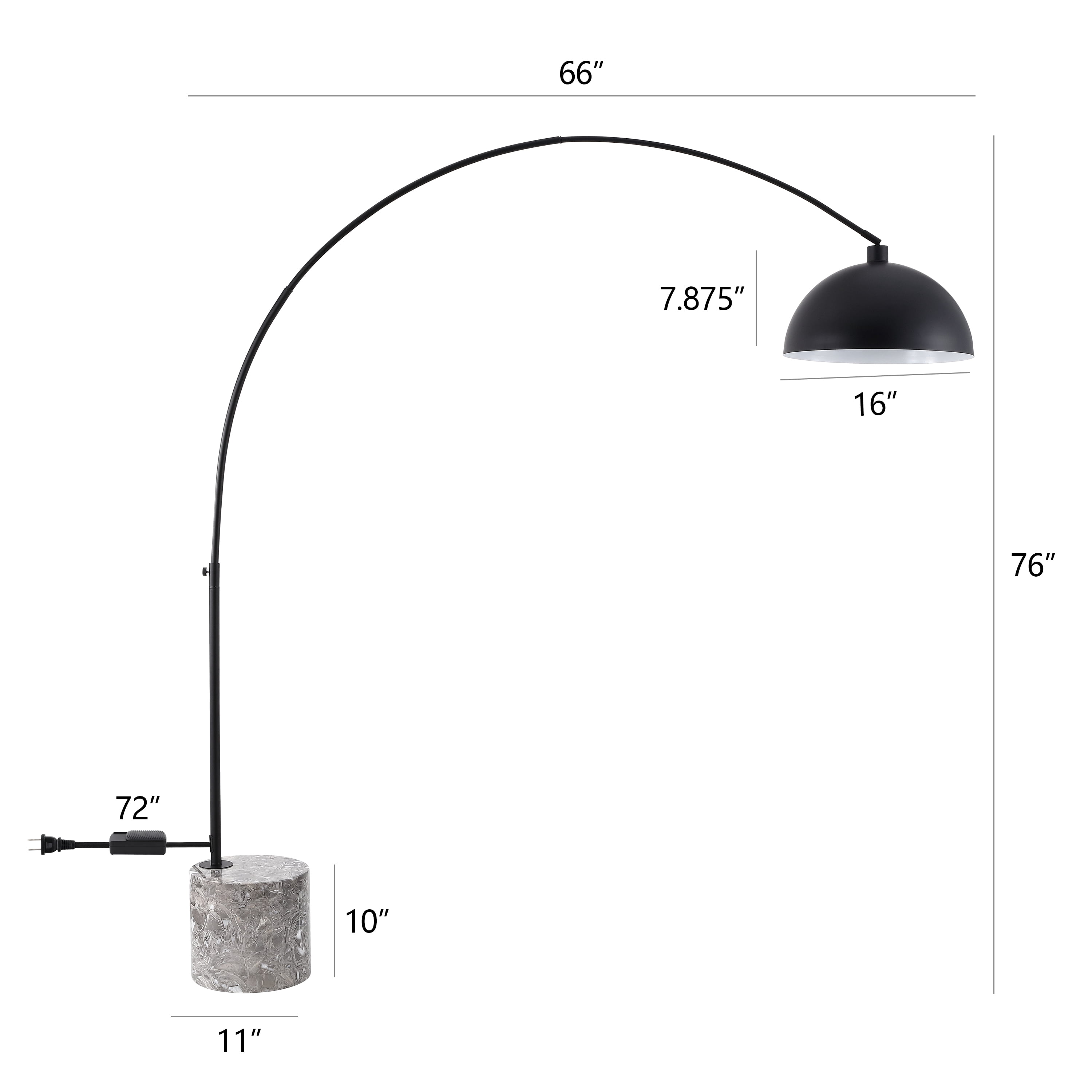 Safavieh Couture Rosabellina 80" Powder Coating Black and Gray Marble Base Floor Lamp