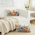 thumbnail image 5 of Fall Pumpkins Pillow Covers 12x20 Inch Set of 2 Blue and Orange Pumpkin Floral Decorative Pillowcases Thanksgiving Autumn Seasonal Farmhouse Patio Outdoor Cushion Cases for Sofa Couch, 5 of 6