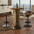 thumbnail image 2 of Spaco Industrial Bar Table Set with High-Top Round Wood Table & Stools, Durable & Stylish Table & Stools for Indoor as Home, Bar, Kitchen, Easy Assembly, Brown, 2 of 22