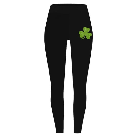 Hot Sale!! Women's St. Patrick's Day Shamrock Leggings 3D Printed Irish Green Clover Leaves High Waist Stretchy Soft Yoga Pants Women's Leggings Irish Irish Sports Leggings with Soft and Slim Butt