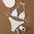 thumbnail image 6 of uvwlwu Women Ribbed Triangle Halter Bikini Top with Tassel Charm Two Piece Swimsuit,L, 6 of 6