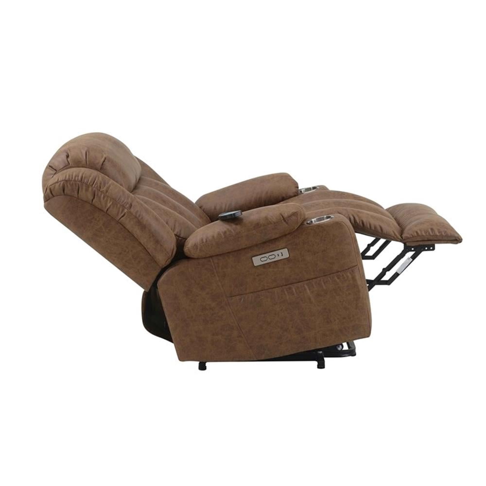 ACME Omarion Faux Leather Power Recliner with Lift/Heating and Massage in Brown