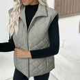 thumbnail image 6 of Hueook Fall Jacket Womens Ladies Winter Vests Sleeveless Fleece Jacket Zip Up Stand Collar Long Warm Drawstring Coat with Pockets Outerwear Gray S, 6 of 8