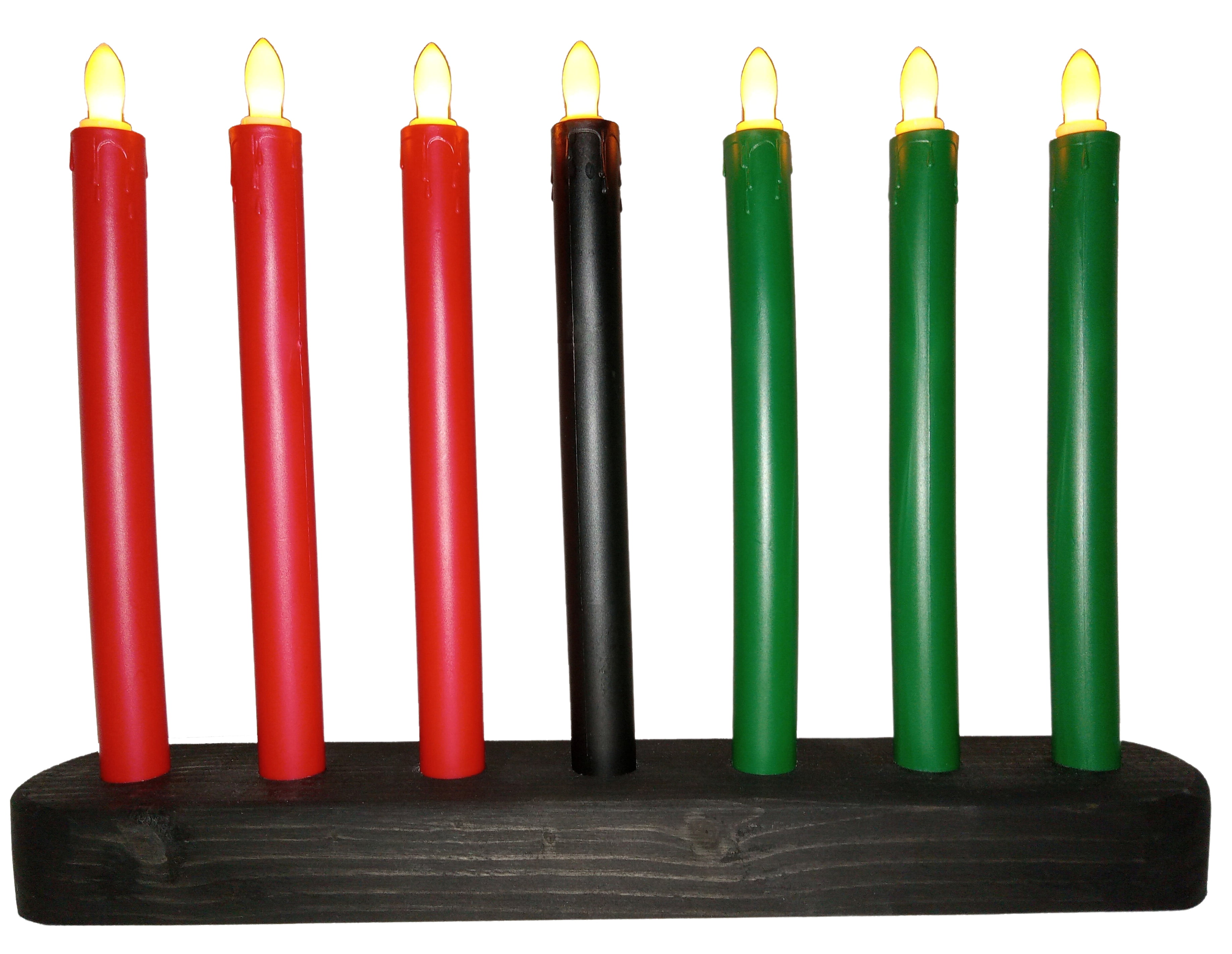 Kwanzaa Kinara Flameless Battery Powered Electric Candles Handmade