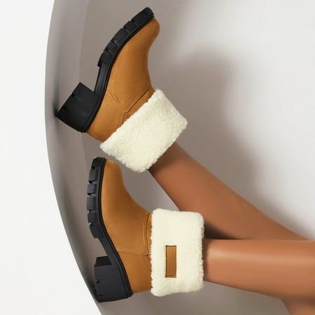 

Women Winter Boots Suede Snow Booties Warm Mid Calf Booties Classic Winter