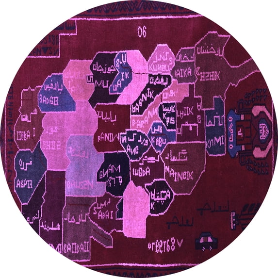 Ahgly Company Indoor Round Persian Purple Traditional Area Rugs, 6' Round