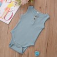thumbnail image 2 of Newborn Baby Summer Sleeveless Romper Solid Color Ribbed Knit O Neck Jumpsuit, 2 of 8