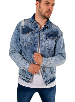 American Retro Denim Jacket Patch Embroidery Motorcycle Distressed Jeans  Coat Men High Street Workwear Zipper Stand Collar Top