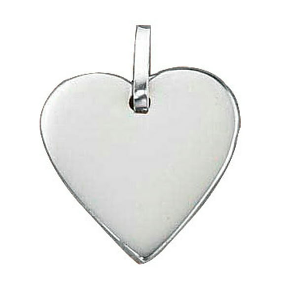 Sterling Silver 16" .8mm Box Chain 21mm Flat Engraveable Heart Tag ID Pendant Necklace