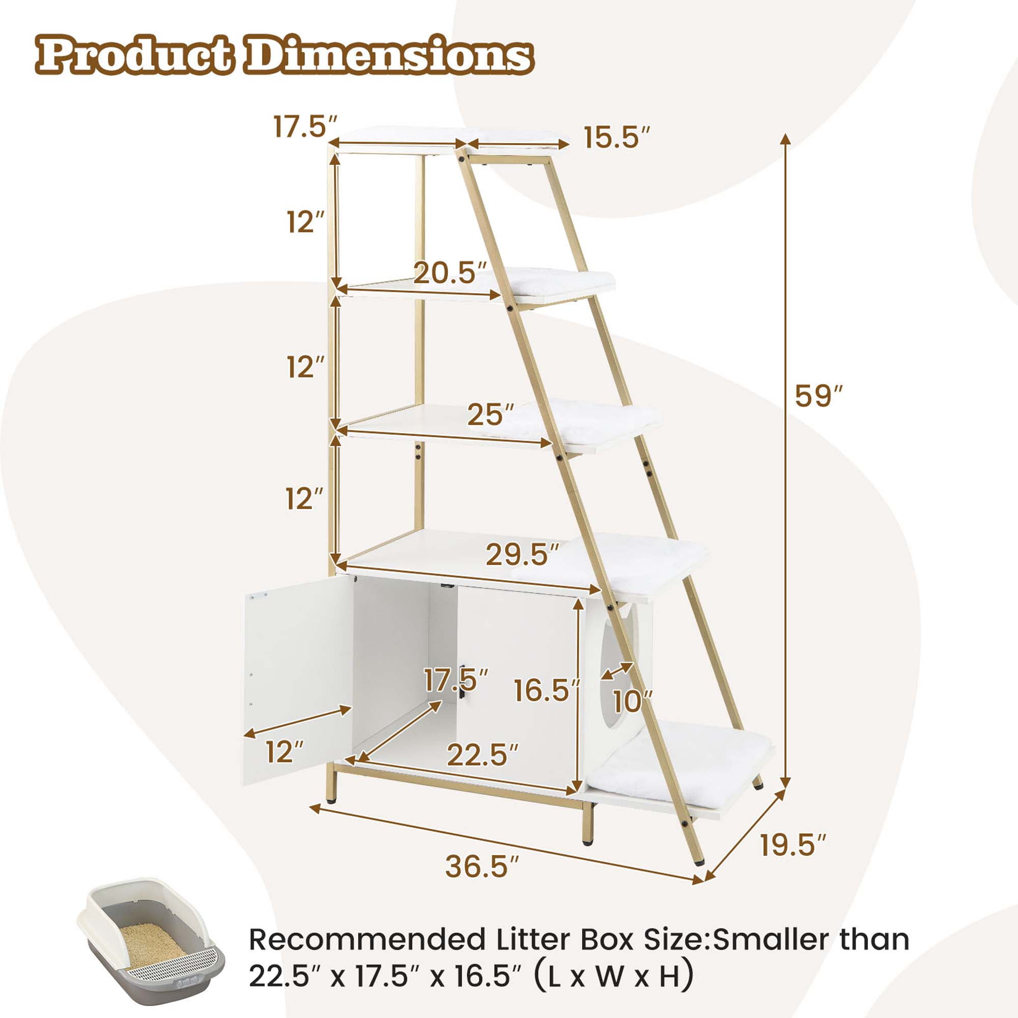 Costway Petsite Large Cat Litter Box Enclosure 2-in-1 Hidden Cat Washroom Furniture with Storage White