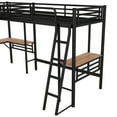 thumbnail image 4 of Bellemave L Shaped Loft Bed Twin 2 Beds with Desk, Metal Twin Size Loft Bed Frame with Two Built-In Ladders and Safety Rails for Bedroom, Dorm (Black), 4 of 7