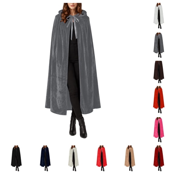 SAWOBUUN Velvet Cloak with Hood for Men & Women, Hooded Cape Cloak Unisex Halloween Witch Vampire Wizard Raven