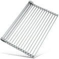 thumbnail image 5 of Tomorotec 21" x 15.5" Roll Up Dish Drying Rack Over Sink Drying Rack Sink Cover Kitchen Sink Accessories Gadget Multipurpose Organizer Foldable Stainless Steel Drainer, 5 of 8