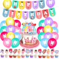 thumbnail image 1 of Suministros para fiesta de cumpleaños, incluidos globos de látex, bandera para tirar, adorno para tarta y juego de cintas, decoración para fiesta temática, 1 of 5