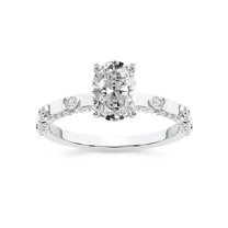 IGI Certified 4 Carat Oval Shape Lab Grown Diamond Engagement Ring | 14K White Gold | Majestic Love Diamond Accent Ring | FG-VS1-VS2 Quality Friendly Diamonds